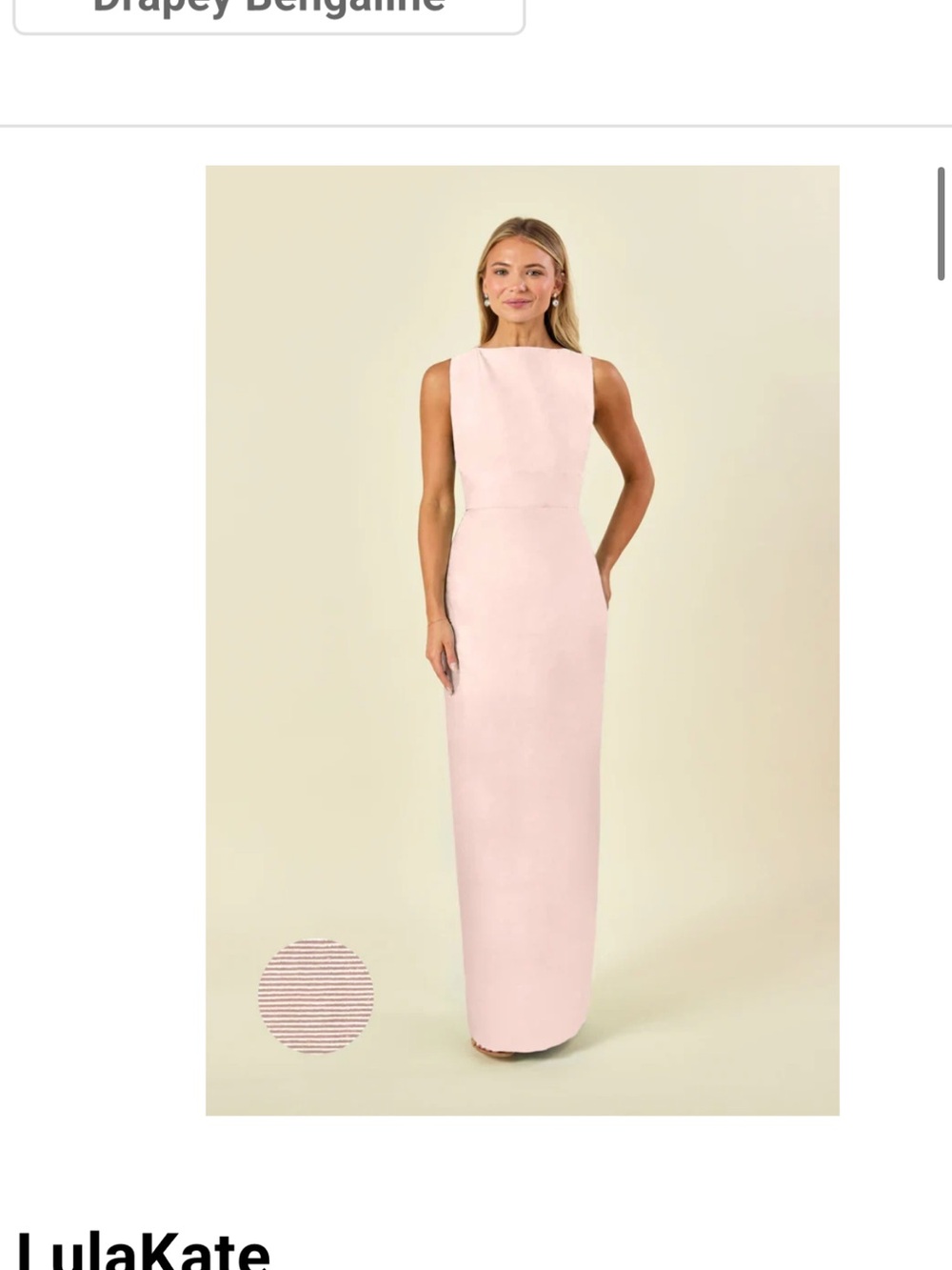 LulaKate Blush Pink Sleeveless Column Gown